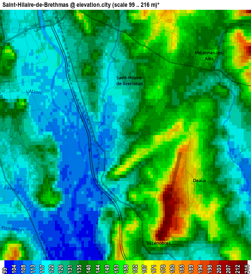 Saint-Hilaire-de-Brethmas elevation map