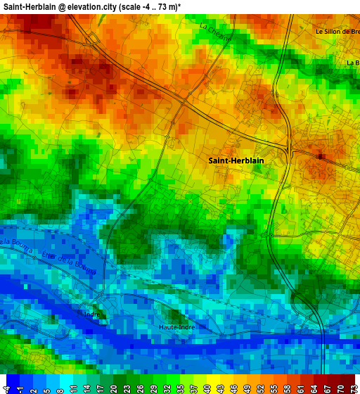 Saint-Herblain elevation map