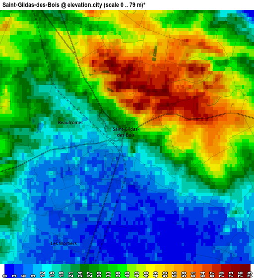 Saint-Gildas-des-Bois elevation map