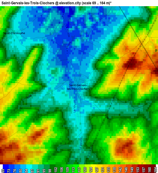 Saint-Gervais-les-Trois-Clochers elevation map