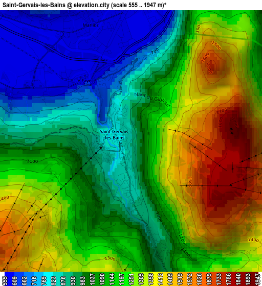 Saint-Gervais-les-Bains elevation map