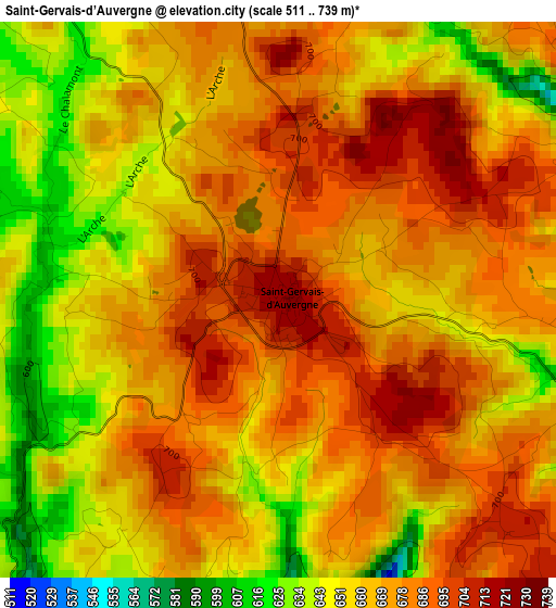 Saint-Gervais-d’Auvergne elevation map