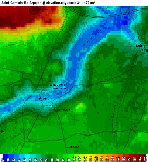 Saint-Germain-lès-Arpajon elevation map