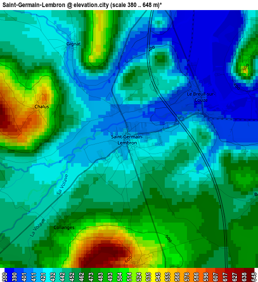 Saint-Germain-Lembron elevation map