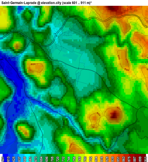 Saint-Germain-Laprade elevation map