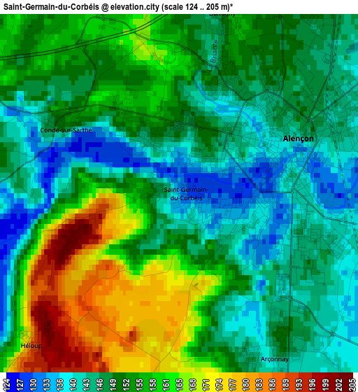 Saint-Germain-du-Corbéis elevation map