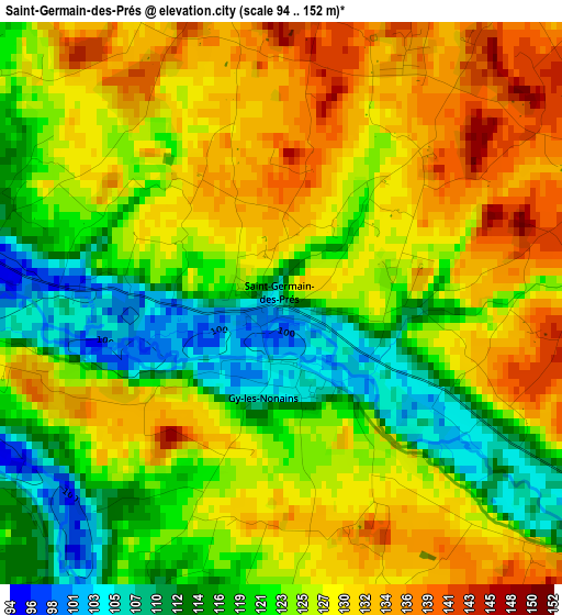 Saint-Germain-des-Prés elevation map