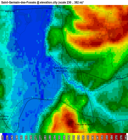 Saint-Germain-des-Fossés elevation map