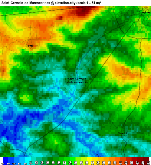 Saint-Germain-de-Marencennes elevation map