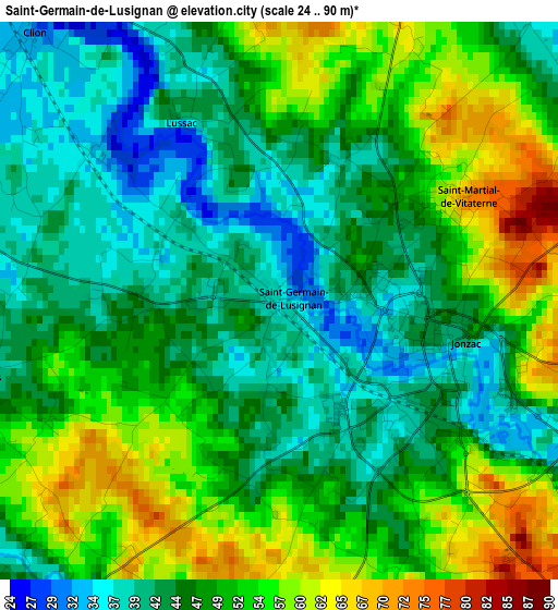 Saint-Germain-de-Lusignan elevation map