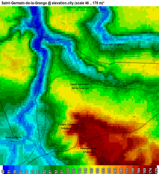 Saint-Germain-de-la-Grange elevation map