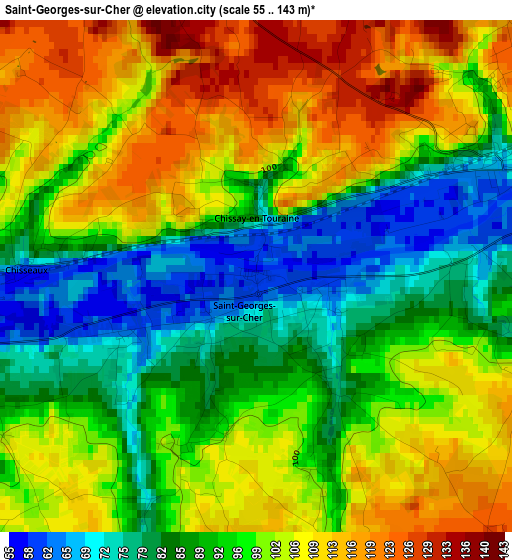 Saint-Georges-sur-Cher elevation map