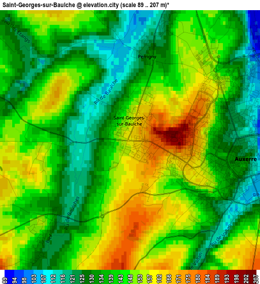 Saint-Georges-sur-Baulche elevation map