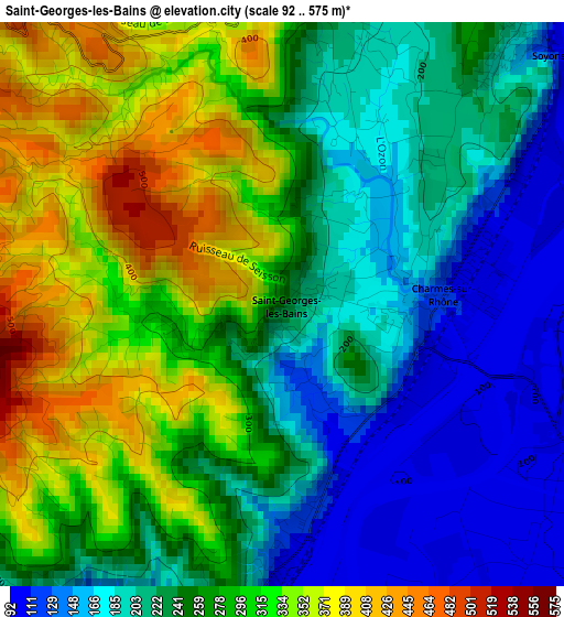 Saint-Georges-les-Bains elevation map