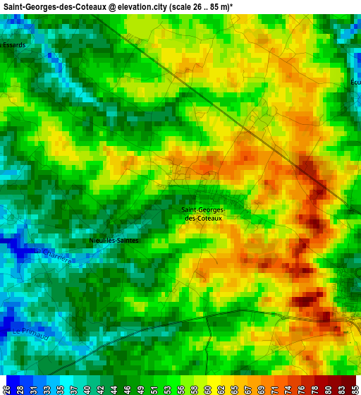 Saint-Georges-des-Coteaux elevation map