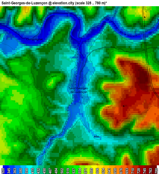 Saint-Georges-de-Luzençon elevation map