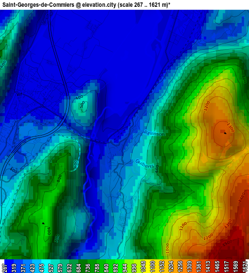 Saint-Georges-de-Commiers elevation map