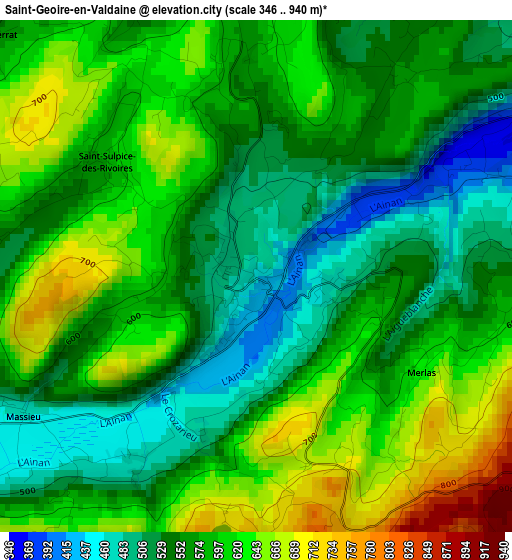 Saint-Geoire-en-Valdaine elevation map