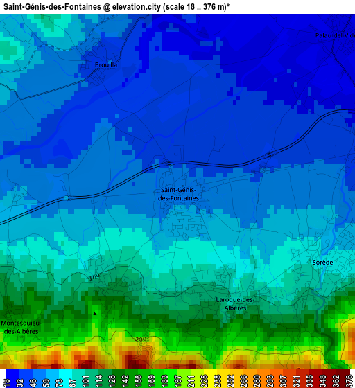 Saint-Génis-des-Fontaines elevation map