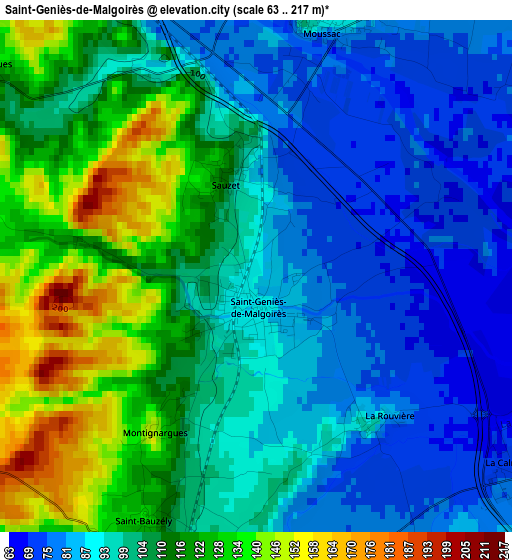 Saint-Geniès-de-Malgoirès elevation map