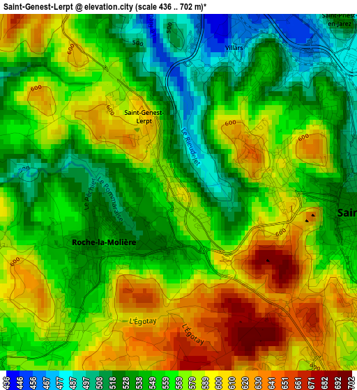 Saint-Genest-Lerpt elevation map