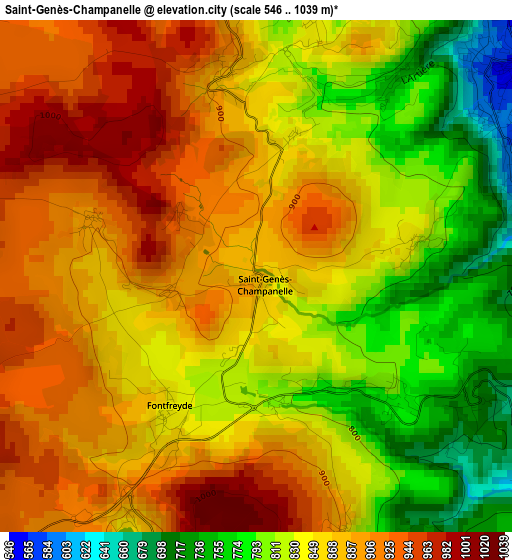 Saint-Genès-Champanelle elevation map