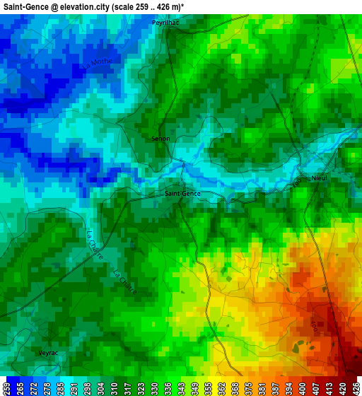 Saint-Gence elevation map