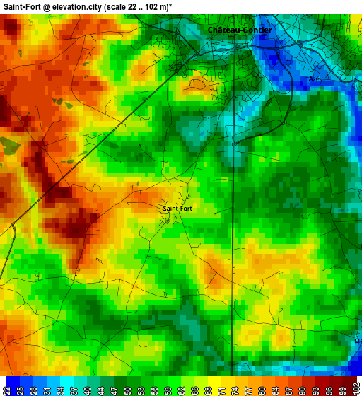 Saint-Fort elevation map