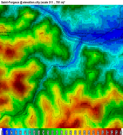 Saint-Forgeux elevation map