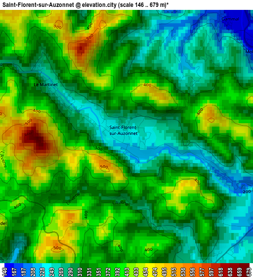 Saint-Florent-sur-Auzonnet elevation map