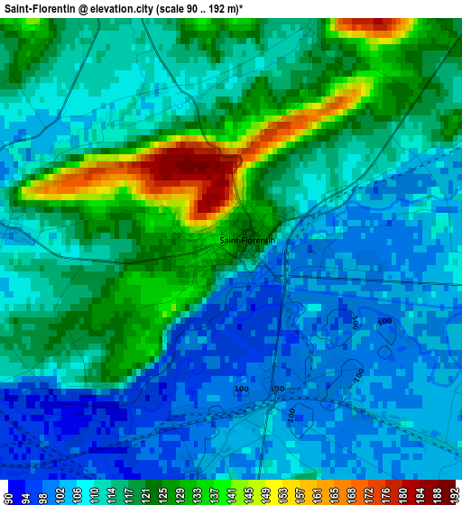 Saint-Florentin elevation map
