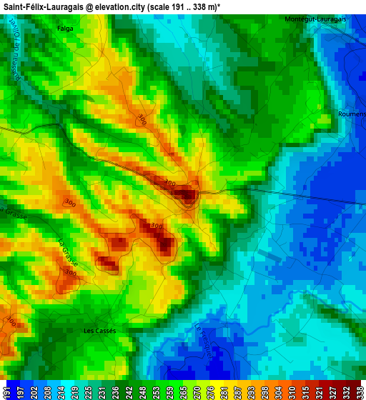 Saint-Félix-Lauragais elevation map