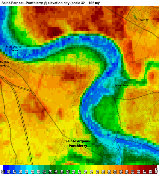 Saint-Fargeau-Ponthierry elevation map