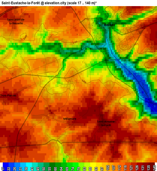 Saint-Eustache-la-Forêt elevation map