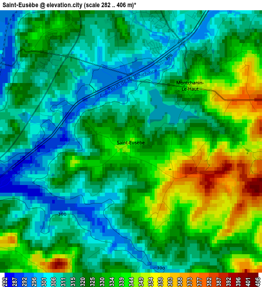 Saint-Eusèbe elevation map