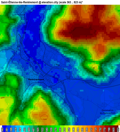 Saint-Étienne-lès-Remiremont elevation map