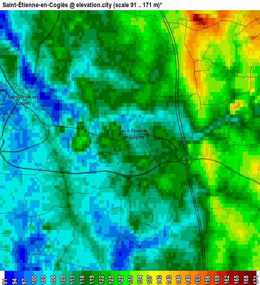 Saint-Étienne-en-Coglès elevation map