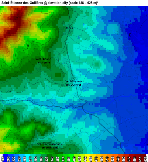 Saint-Étienne-des-Oullières elevation map