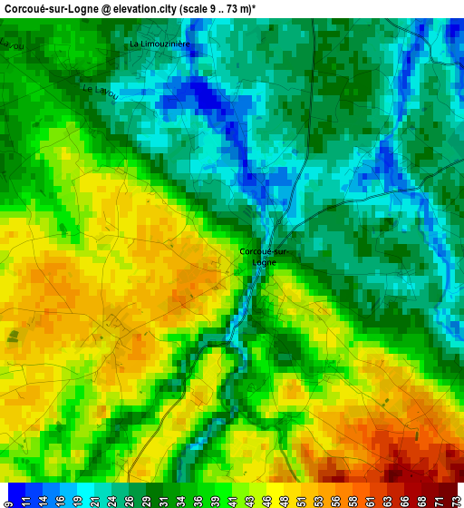 Corcoué-sur-Logne elevation map