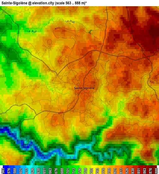 Sainte-Sigolène elevation map