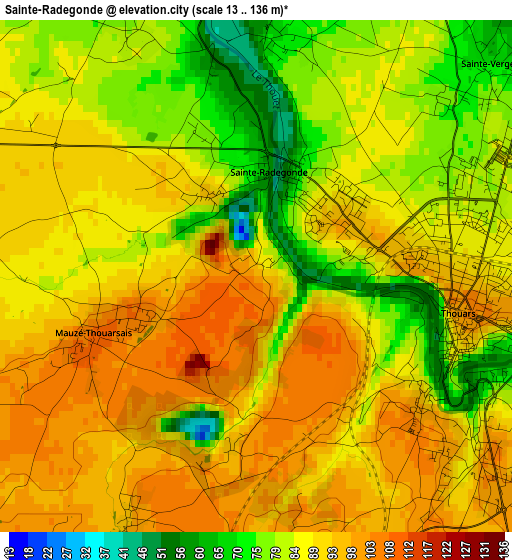 Sainte-Radegonde elevation map