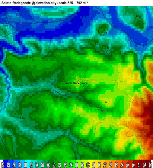 Sainte-Radegonde elevation map