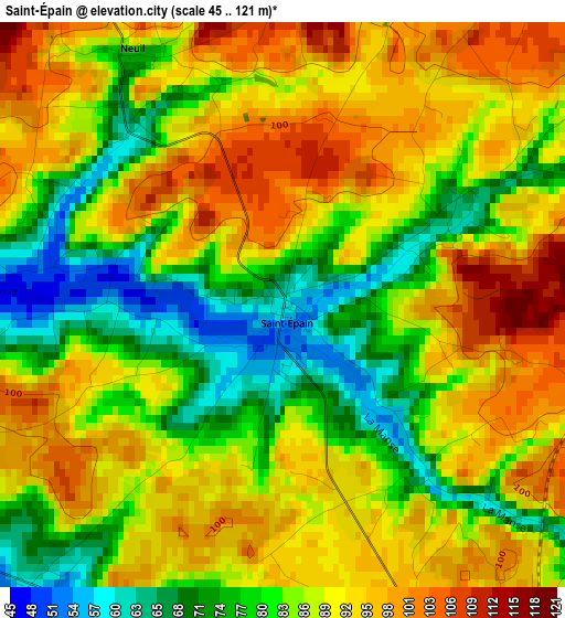 Saint-Épain elevation map