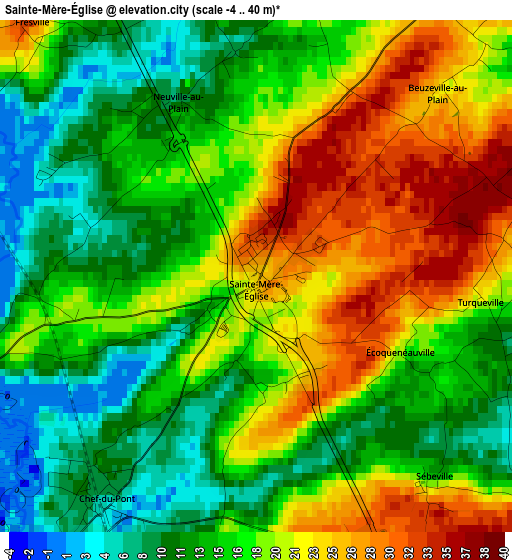 Sainte-Mère-Église elevation map