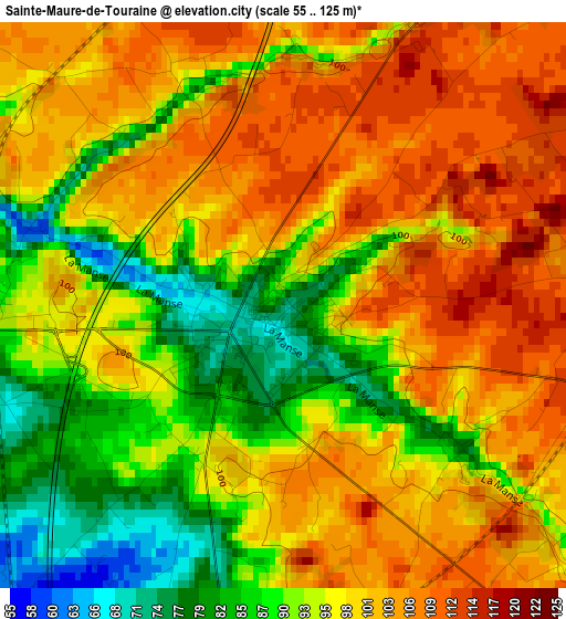 Sainte-Maure-de-Touraine elevation map