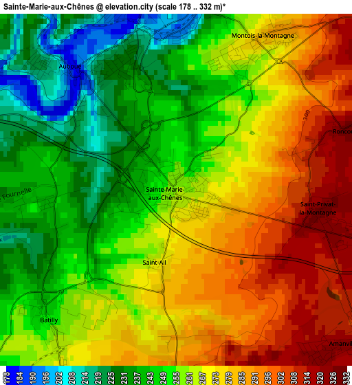 Sainte-Marie-aux-Chênes elevation map