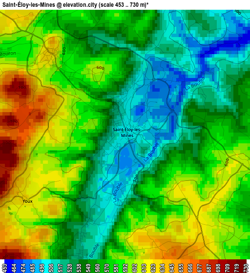 Saint-Éloy-les-Mines elevation map