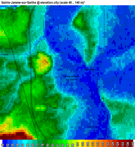 Sainte-Jamme-sur-Sarthe elevation map