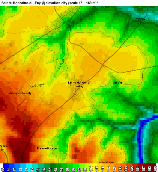 Sainte-Honorine-du-Fay elevation map