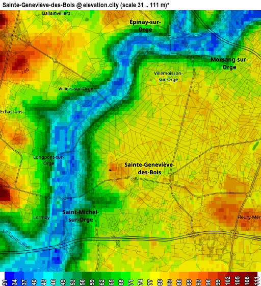 Sainte-Geneviève-des-Bois elevation map